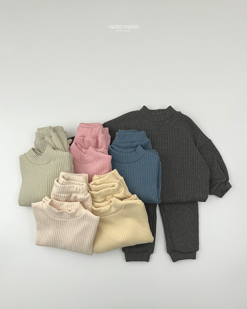 Haro Haro - Korean Children Fashion - #kidzfashiontrend - Knit Fleece Half Turtleneck Set - 7
