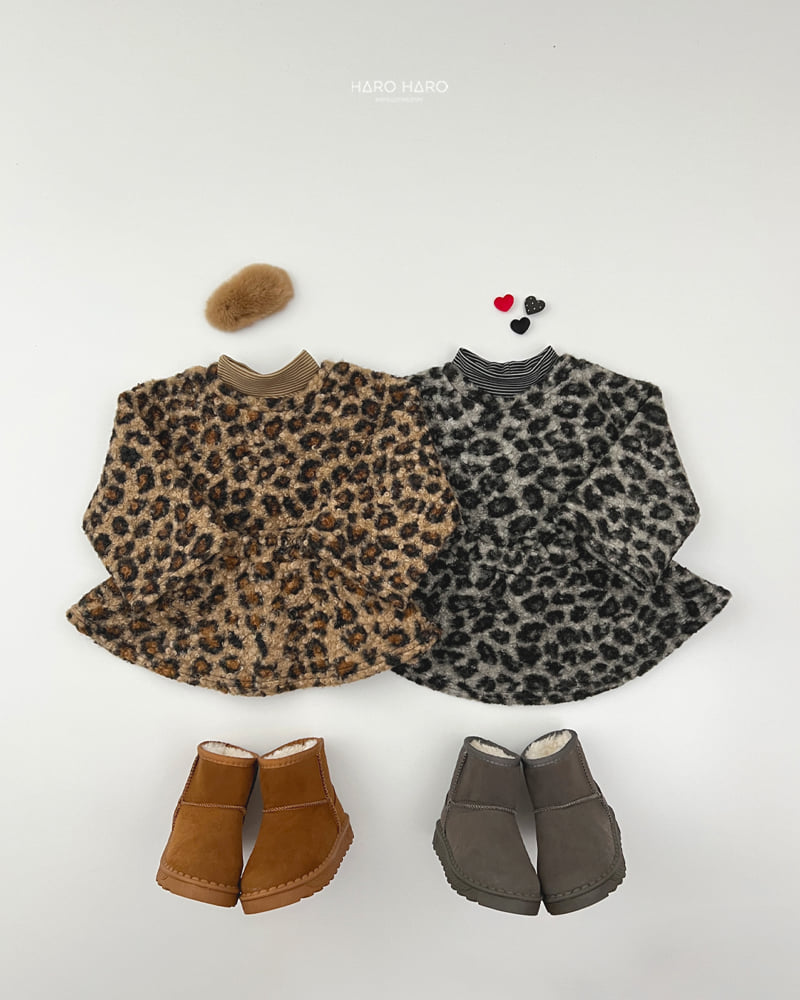 Haro Haro - Korean Children Fashion - #littlefashionista - Fuzzy Leopard Crop Tee - 10