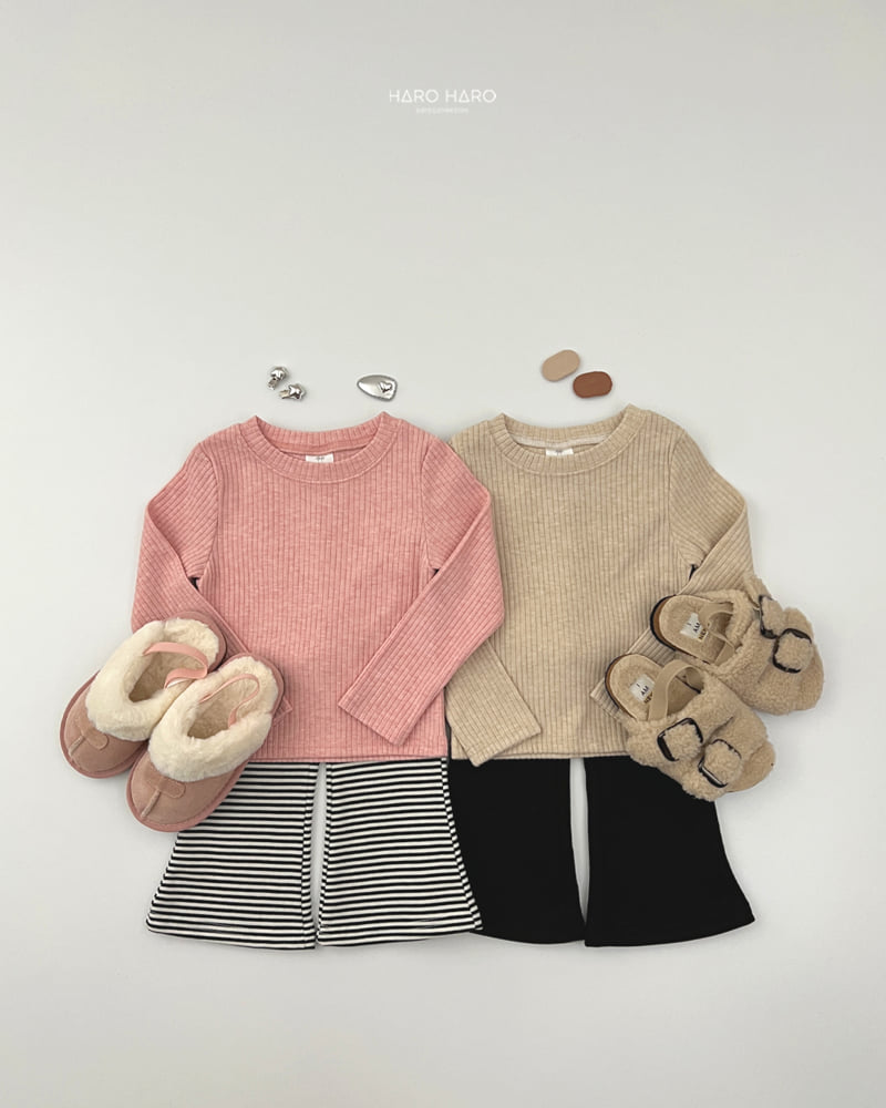 Haro Haro - Korean Children Fashion - #magicofchildhood - Rose Ribbed Slim Fleece Tee - 11