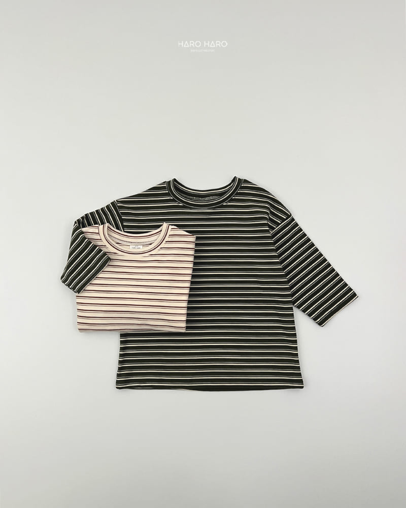 Haro Haro - Korean Children Fashion - #todddlerfashion - Fran Stripe Loose Fleece Tee - 6