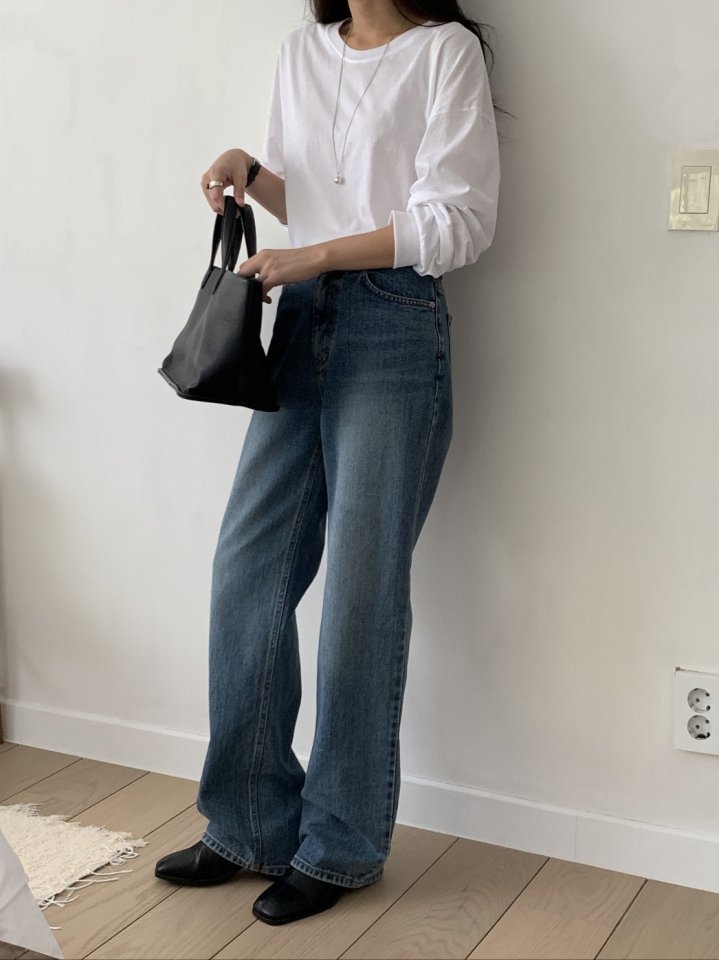 I'm here - Korean Women Fashion - #womensfashion - Cat Brush Straight Denim Pants - 4