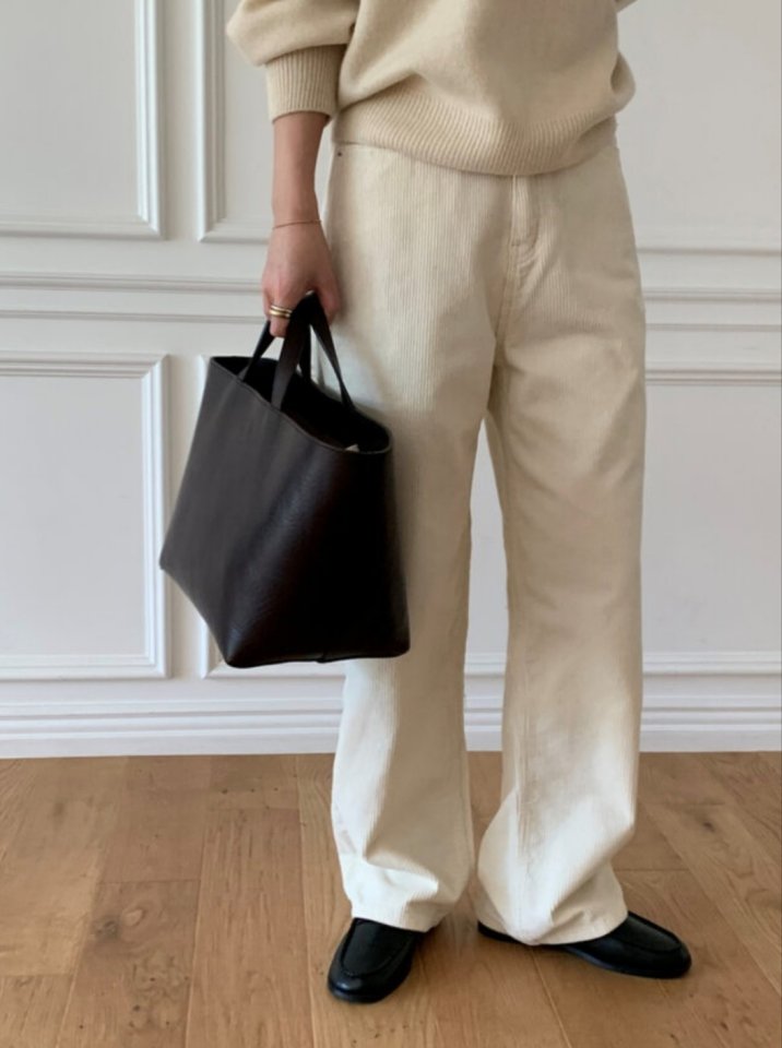 I'm here - Korean Women Fashion - #momslook - Corduroy Straight Fit Pants