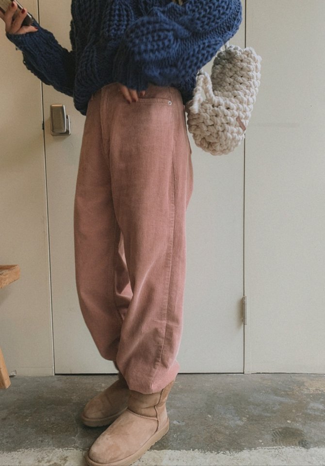 I'm here - Korean Women Fashion - #momslook - Corduroy Straight Fit Pants - 3
