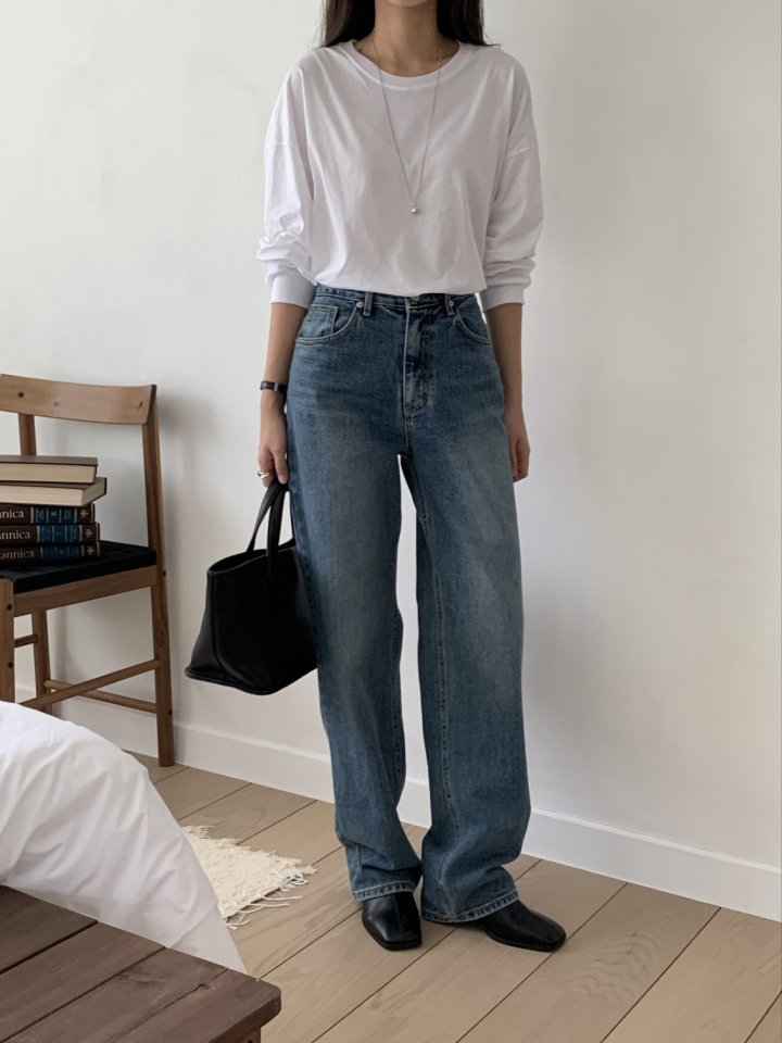I'm here - Korean Women Fashion - #pursuepretty - Cat Brush Straight Denim Pants - 10