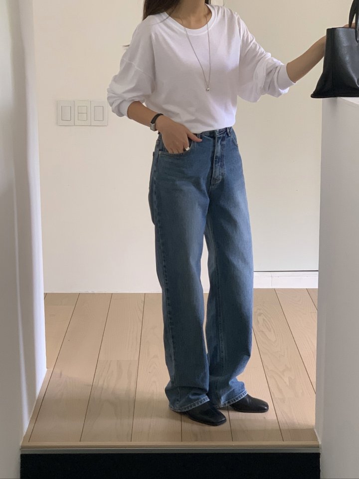 I'm here - Korean Women Fashion - #restrostyle - Cat Brush Straight Denim Pants - 11