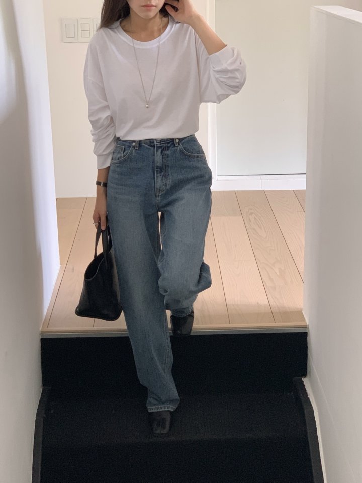 I'm here - Korean Women Fashion - #romanticstyle - Cat Brush Straight Denim Pants - 12