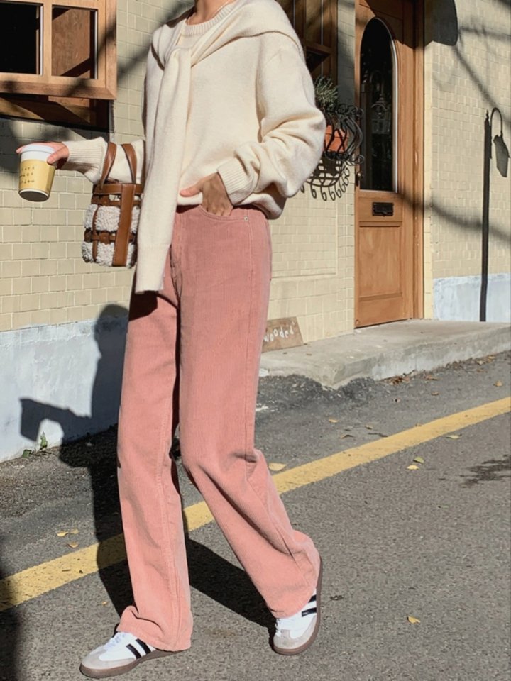 I'm here - Korean Women Fashion - #womensfashion - Corduroy Straight Fit Pants - 6