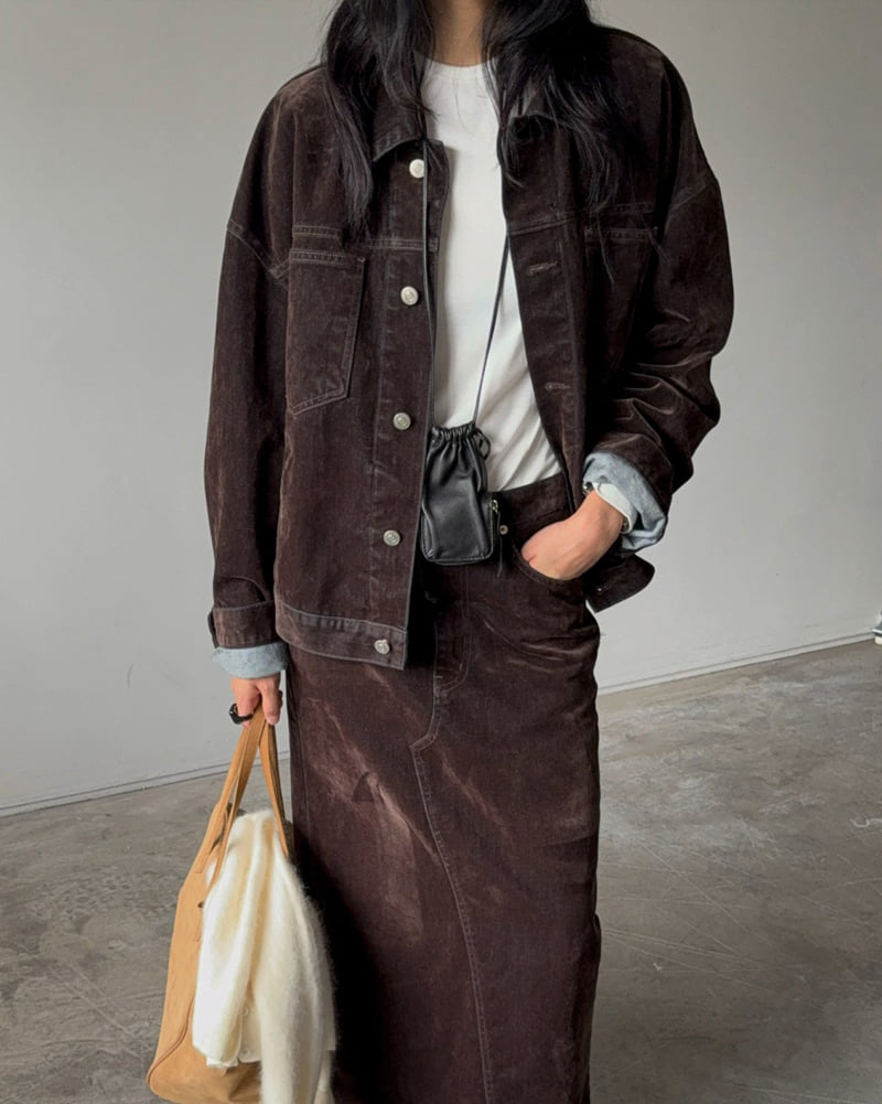 Jade Market - Korean Women Fashion - #momslook - Dust Velvet Jacket - 9