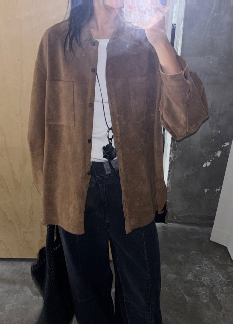 Jade Market - Korean Women Fashion - #pursuepretty - Leuwei Suede Shirt - 3