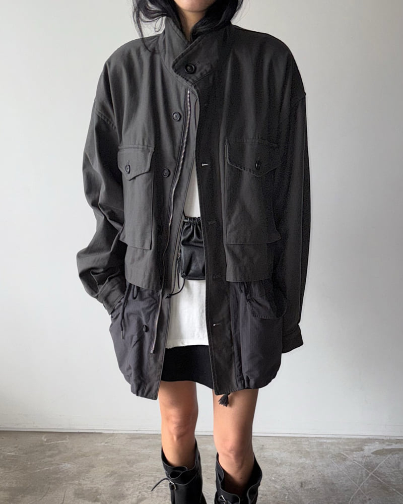 Jade Market - Korean Women Fashion - #restrostyle - Ribbed Field Jacket - 3