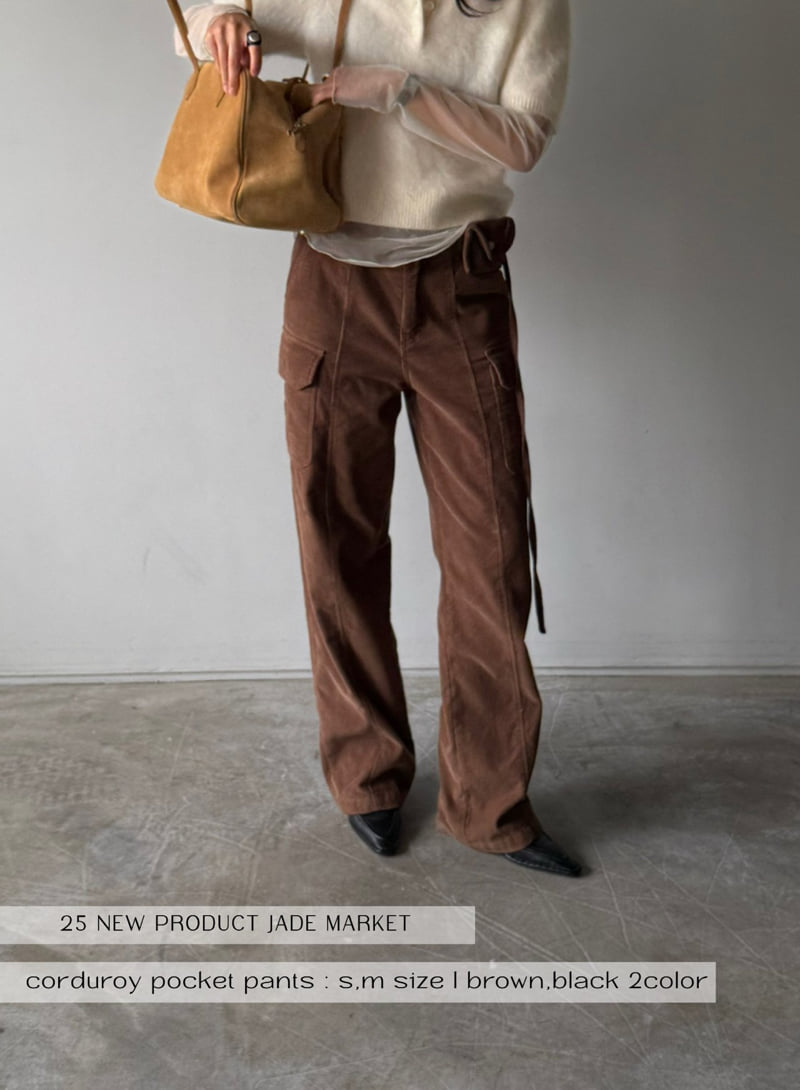 Jade Market - Korean Women Fashion - #shopsmall - Corduroy Pocket Pants - 3