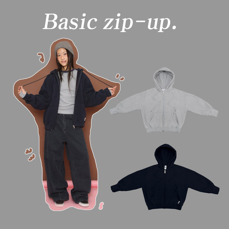 Jenny Basic - Korean Children Fashion - #prettylittlegirls - Basic Brushed Hoodie Zip-up