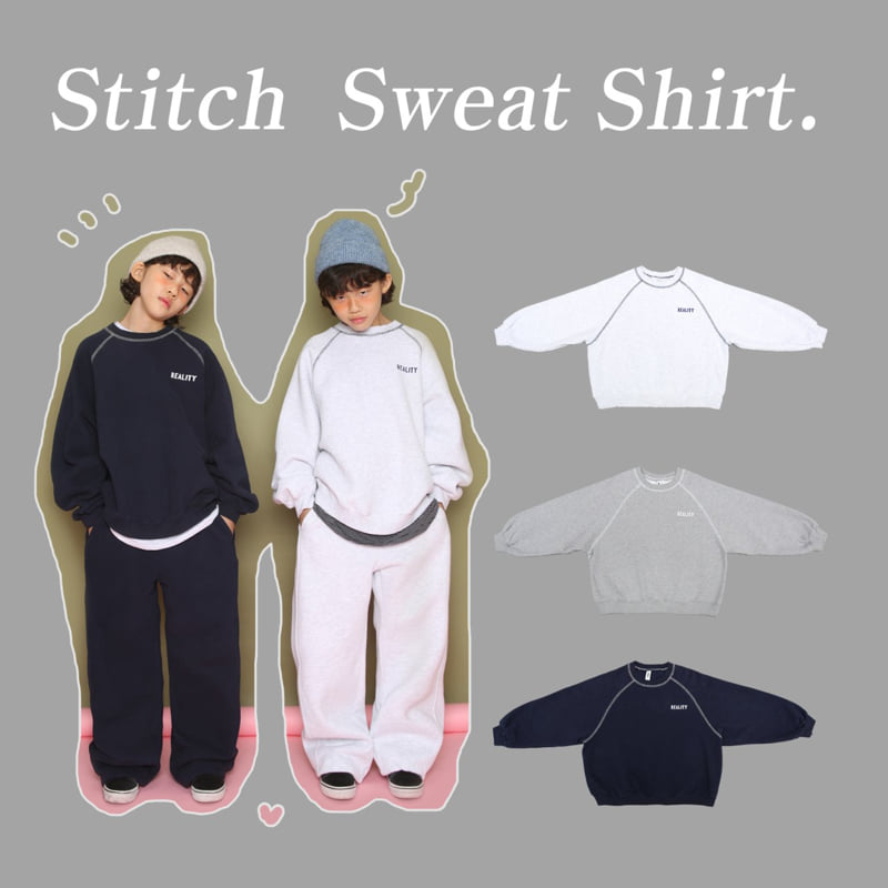 Jenny Basic - Korean Children Fashion - #toddlerclothing - Stitch Fleece Sweatshirt
