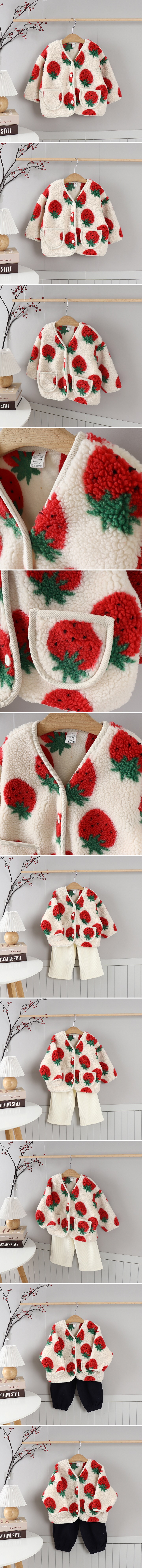Jierang - Korean Children Fashion - #magicofchildhood - Strawberry Fleece Jacket