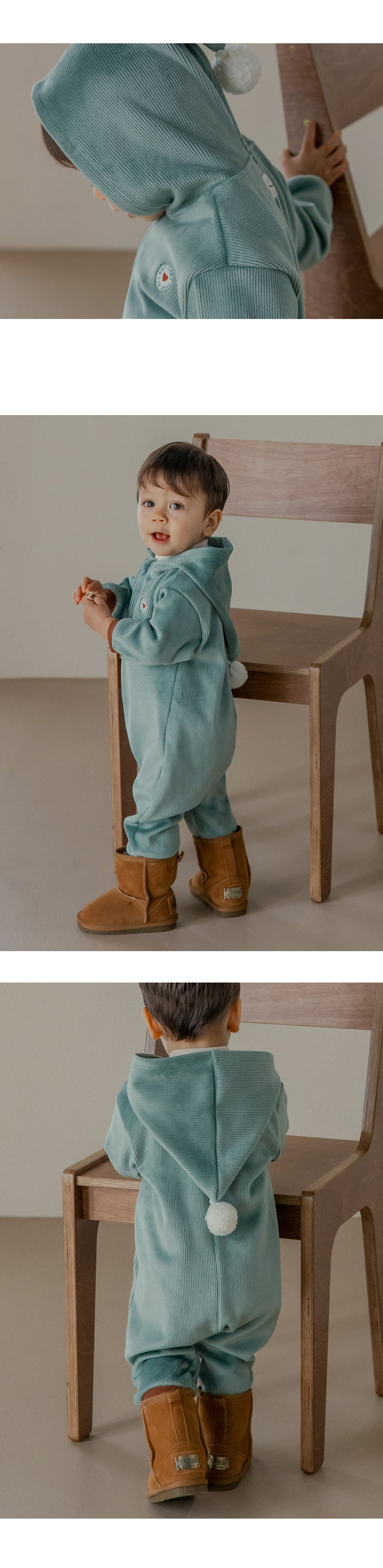 Kids Clara - Korean Baby Fashion - #babyboutique - Honeydew Double Velour Jumpsuit - 8