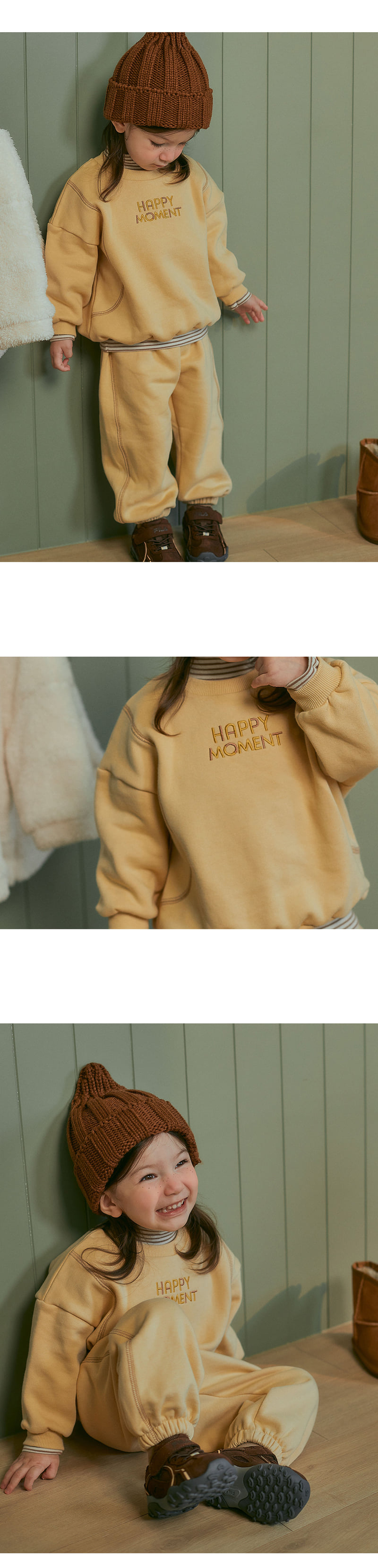 Kids Clara - Korean Baby Fashion - #babyboutique - Custard Brushed Baby Set - 2