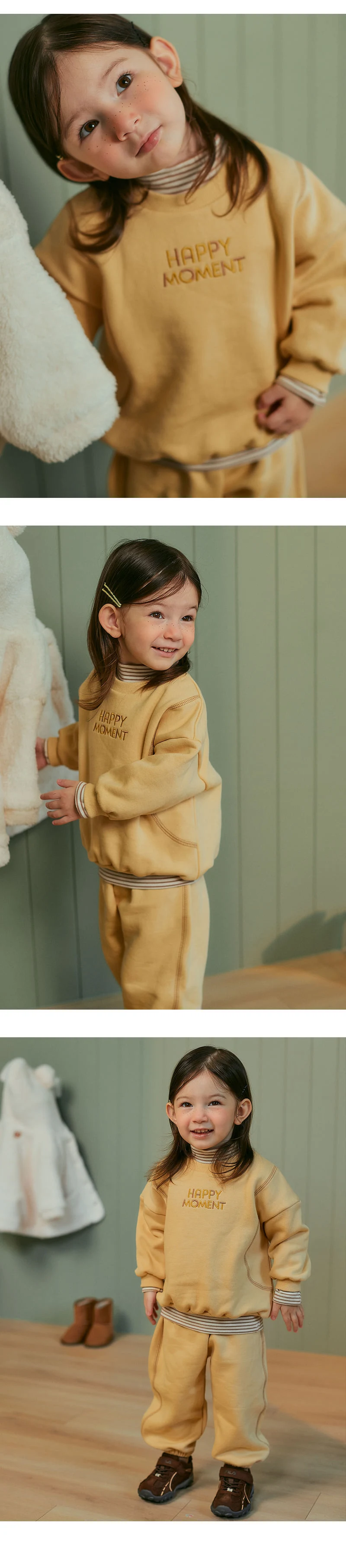 Kids Clara - Korean Baby Fashion - #babyboutique - Custard Brushed Baby Set - 3
