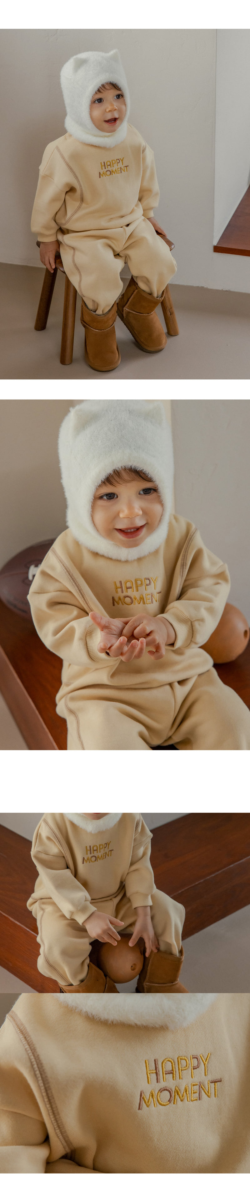 Kids Clara - Korean Baby Fashion - #babyboutique - Custard Brushed Baby Set - 4