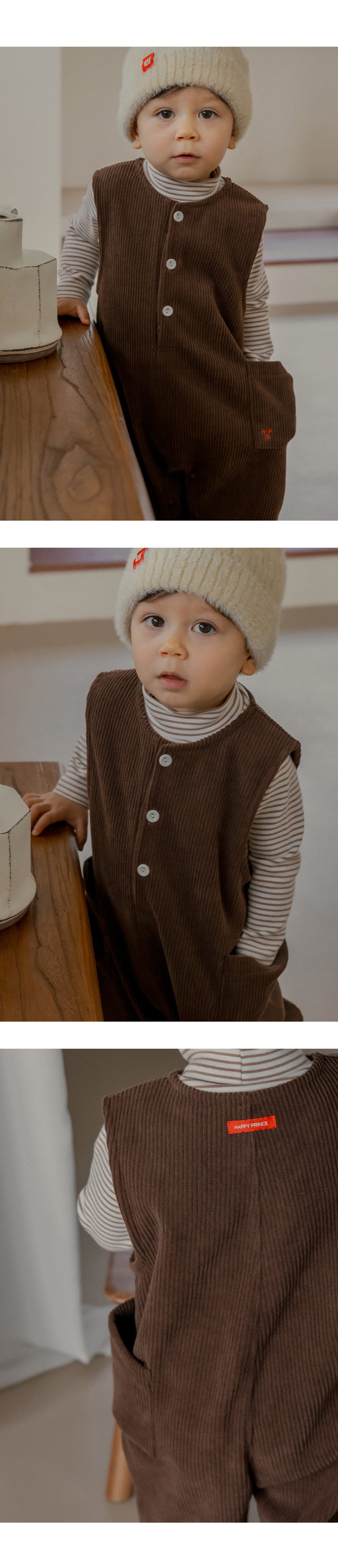 Kids Clara - Korean Baby Fashion - #babyfever - Brownie Fleece Corduroy Baby Jumpsuit - 3