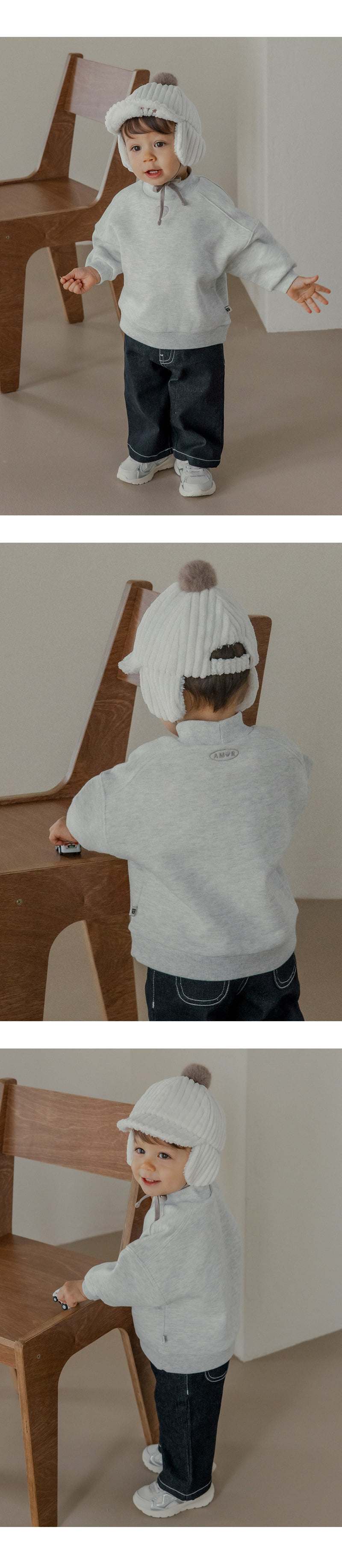 Kids Clara - Korean Baby Fashion - #babygirlfashion - Omar Mock Neck Brushed Sweatshirt - 5