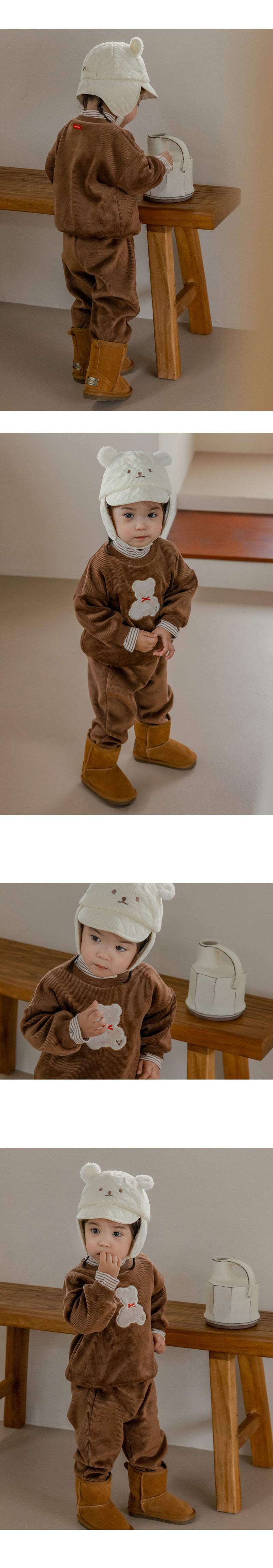 Kids Clara - Korean Baby Fashion - #babylifestyle - Mocha Bear Double Velour Baby Sweatshirt - 4