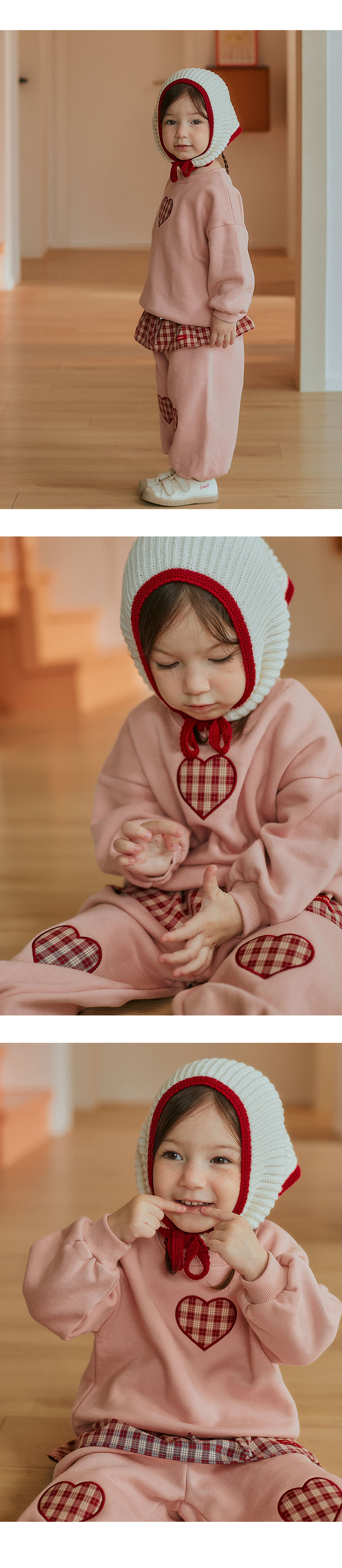 Kids Clara - Korean Baby Fashion - #babyootd - Rosie Heart Brushed Set - 2