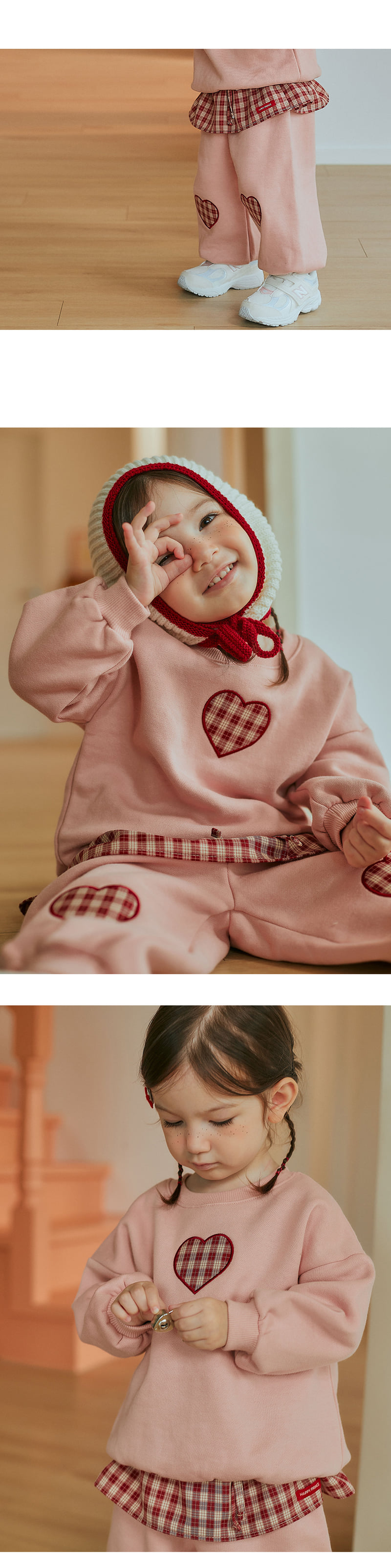 Kids Clara - Korean Baby Fashion - #babyoutfit - Rosie Heart Brushed Set - 4