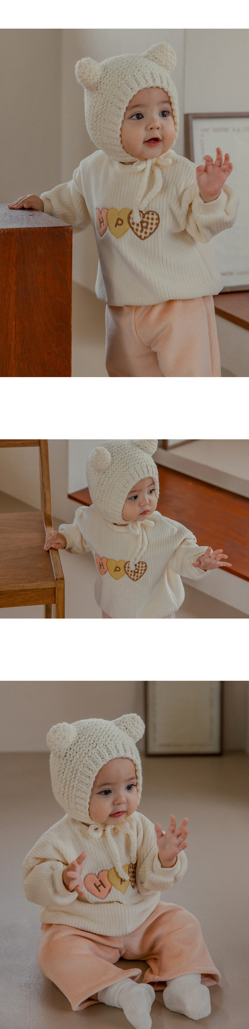 Kids Clara - Korean Baby Fashion - #babyoutfit - Vanilla Double Velour Baby Sweatshirt - 6