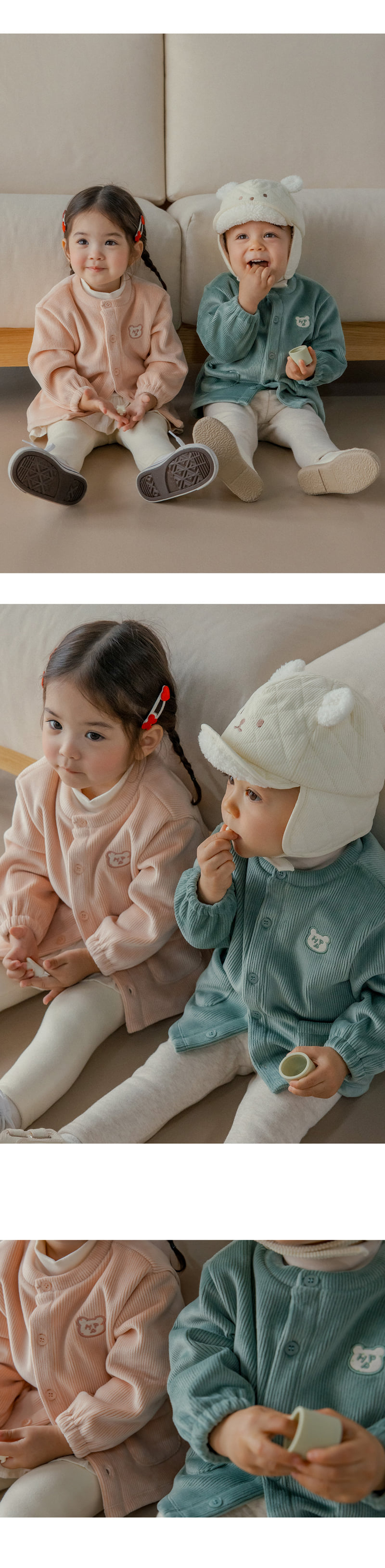 Kids Clara - Korean Baby Fashion - #babyoutfit - Hug Double Velour Baby Cardigan - 3