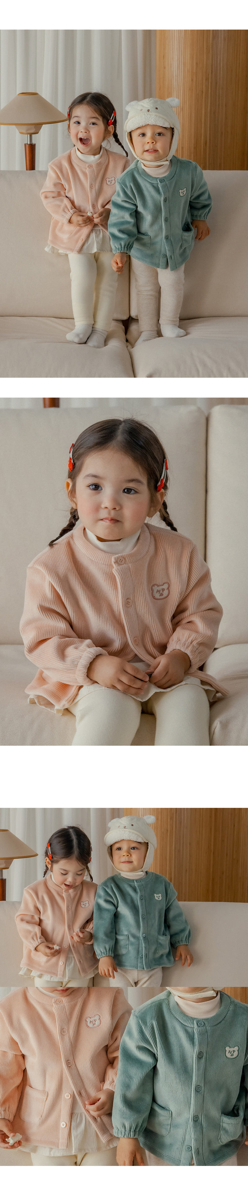 Kids Clara - Korean Baby Fashion - #babyoutfit - Hug Double Velour Baby Cardigan - 4