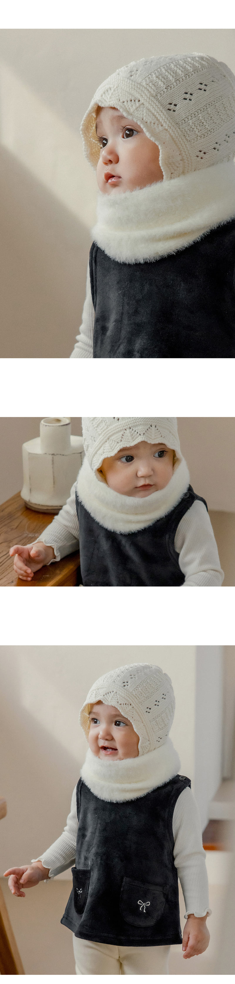 Kids Clara - Korean Baby Fashion - #babywear - Mink Fluffy Knit Baby Muffler - 3