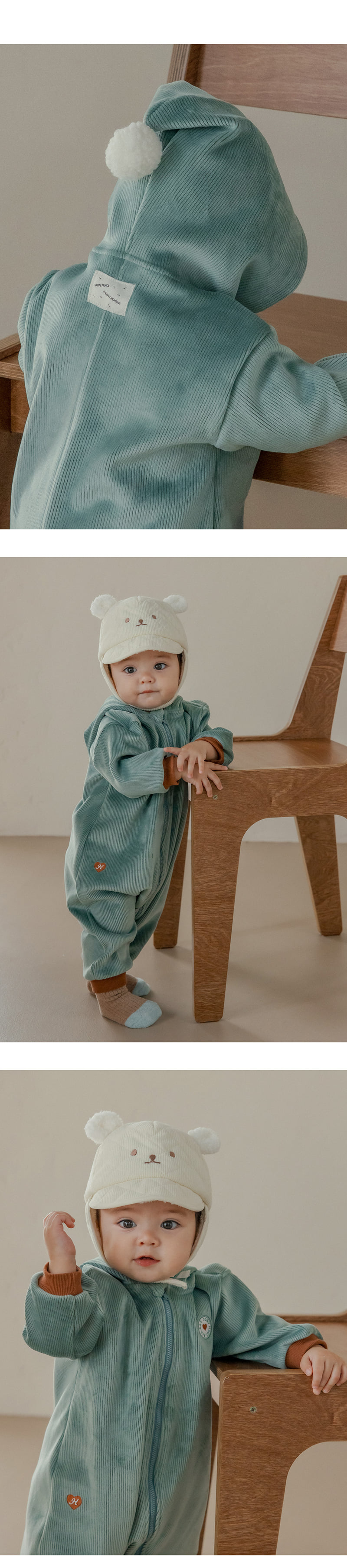 Kids Clara - Korean Baby Fashion - #onlinebabyboutique - Honeydew Double Velour Jumpsuit - 5