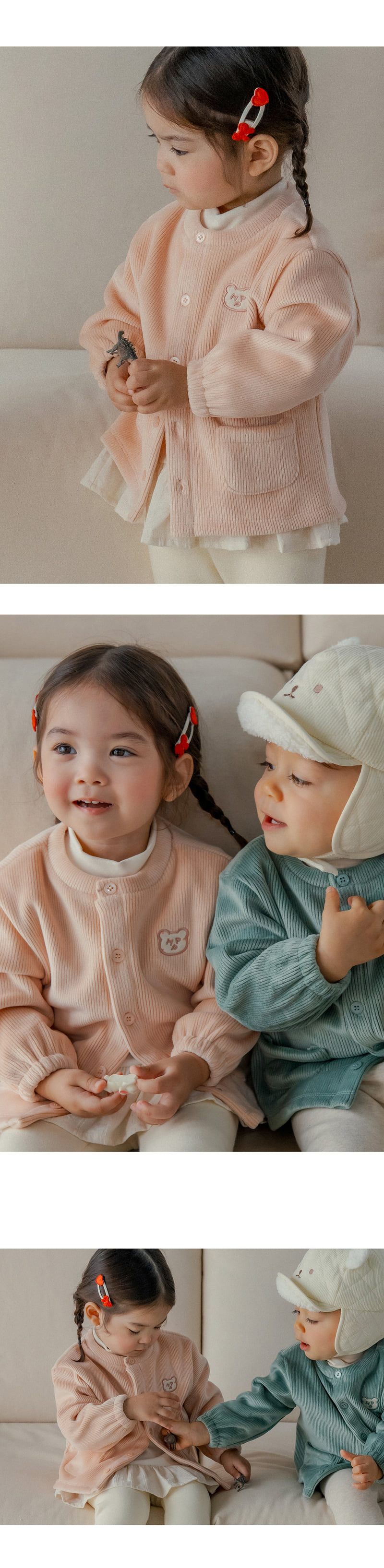 Kids Clara - Korean Baby Fashion - #onlinebabyboutique - Hug Double Velour Baby Cardigan - 5