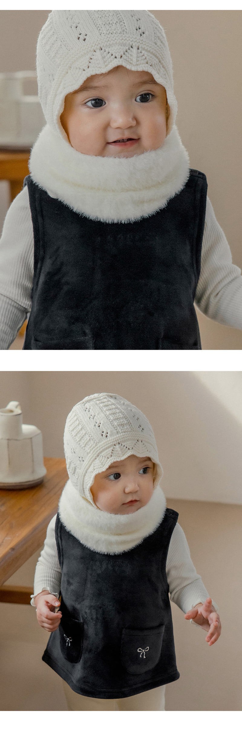 Kids Clara - Korean Baby Fashion - #babywear - Mink Fluffy Knit Baby Muffler - 4