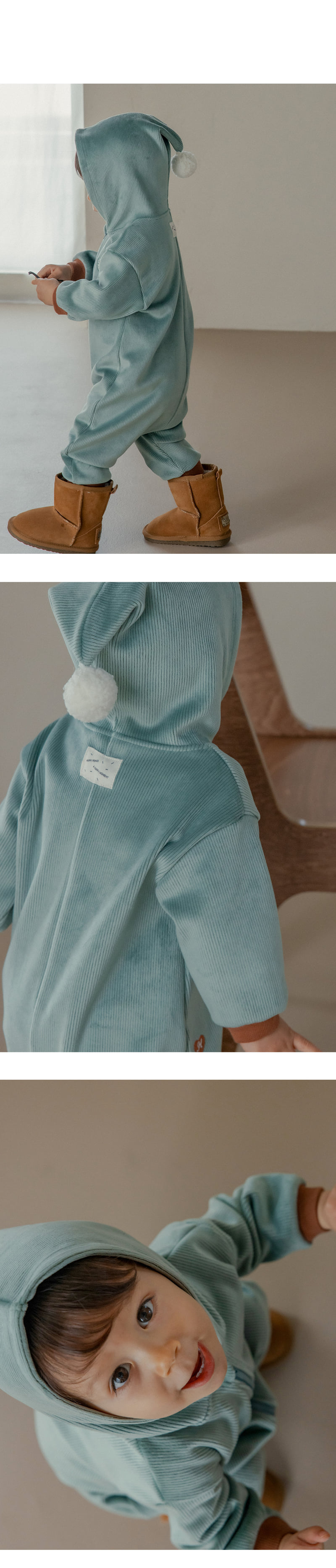Kids Clara - Korean Baby Fashion - #onlinebabyshop - Honeydew Double Velour Jumpsuit - 6