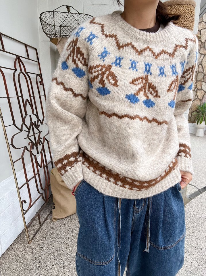 Lagrass - Korean Women Fashion - #momslook - Cherry Round Knit - 11