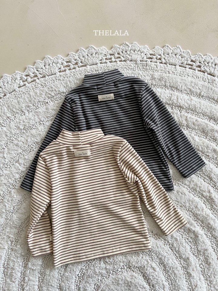 Lala - Korean Baby Fashion - #babyboutique - Line Mock Neck Tee - 3