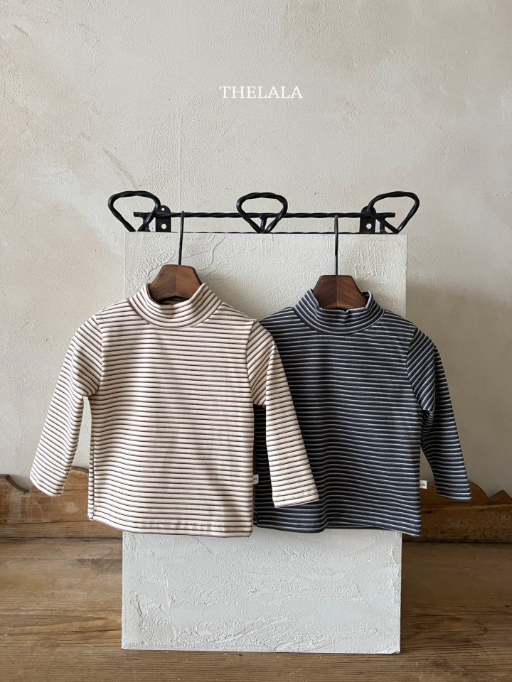 Lala - Korean Baby Fashion - #babyboutique - Line Mock Neck Tee - 4