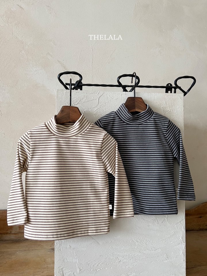 Lala - Korean Baby Fashion - #babyclothing - Line Mock Neck Tee - 5