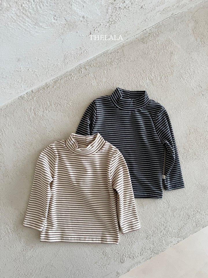 Lala - Korean Baby Fashion - #babyootd - Line Mock Neck Tee - 11