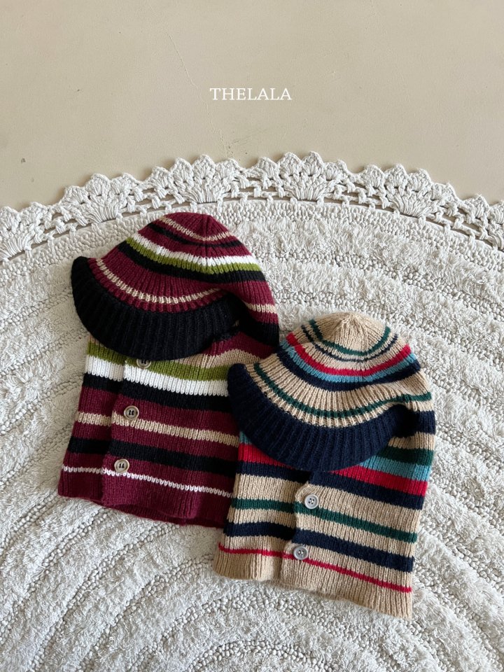 Lala - Korean Baby Fashion - #babyootd - Wind Stripe Balaclava