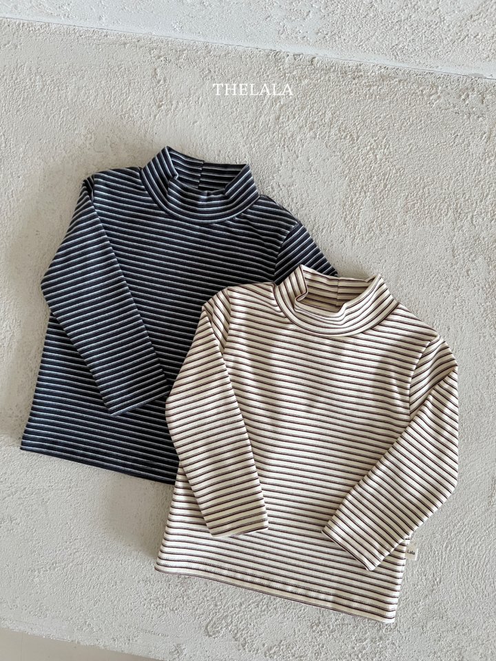 Lala - Korean Baby Fashion - #babyoutfit - Line Mock Neck Tee - 12