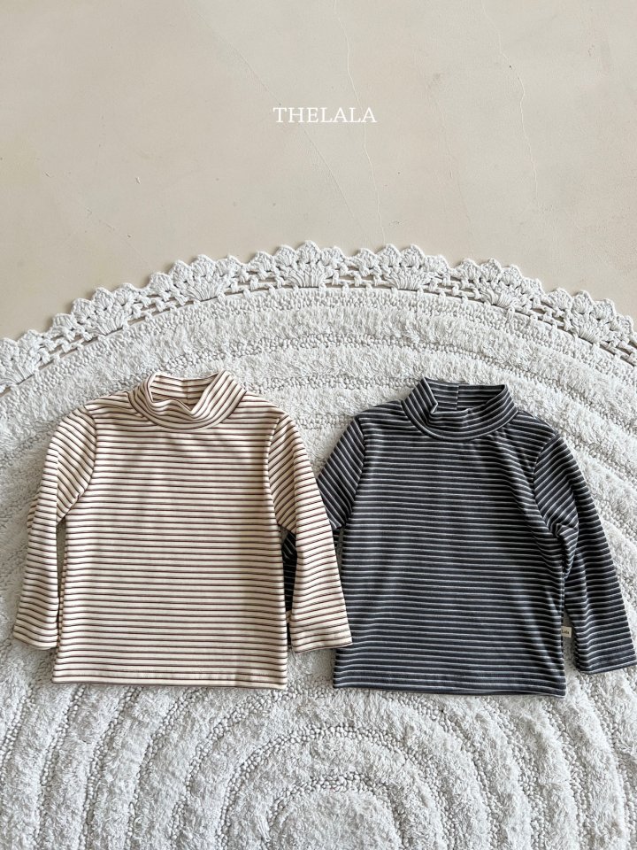 Lala - Korean Baby Fashion - #onlinebabyshop - Line Mock Neck Tee