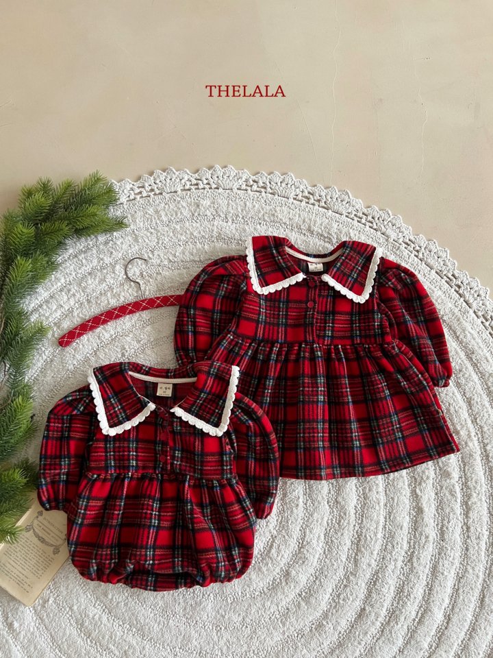 Lala - Korean Baby Fashion - #smilingbaby - Sweet Check One-piece - 3