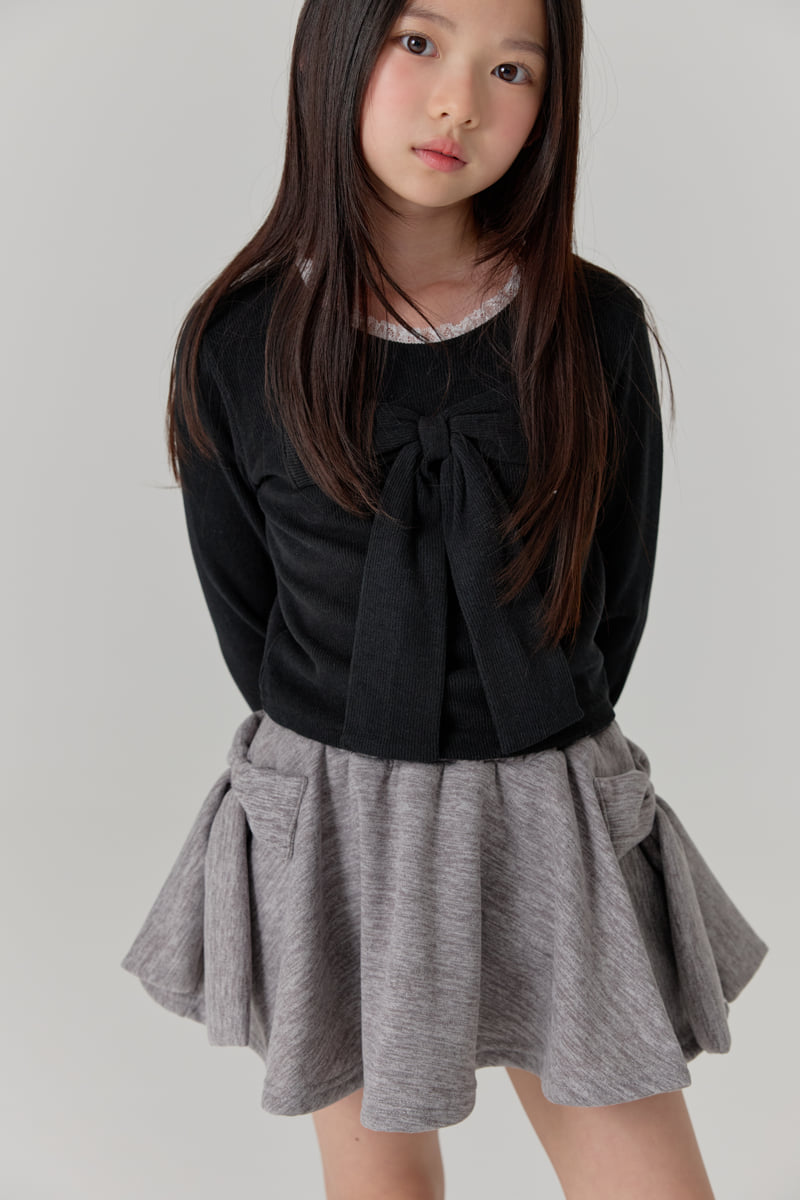 Lilas - Korean Children Fashion - #childofig - Ribbon Ribbed Tee - 10