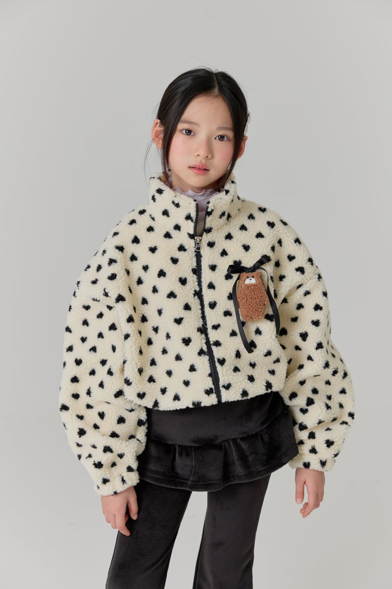 Lilas - Korean Children Fashion - #childofig - Mini Heart Fleece Jacket - 8