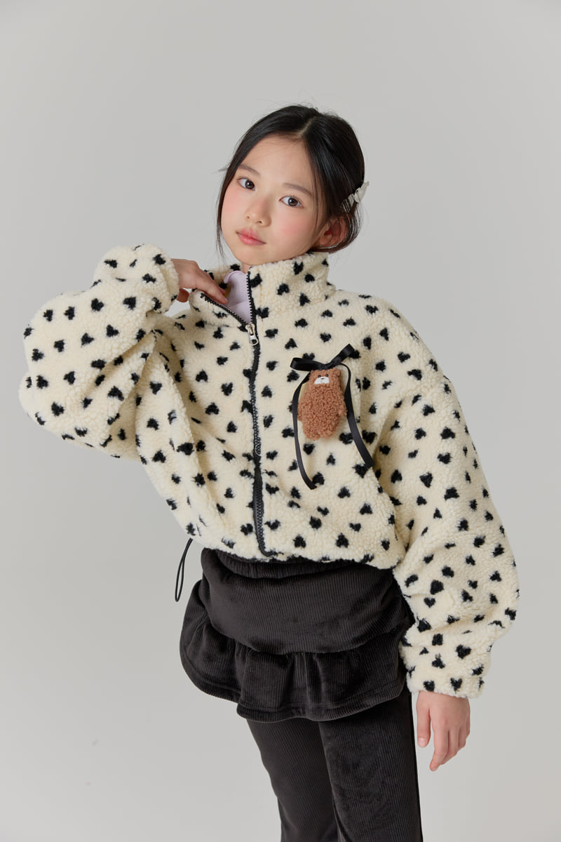 Lilas - Korean Children Fashion - #childrensboutique - Mini Heart Fleece Jacket - 9