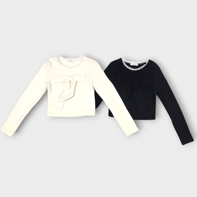Lilas - Korean Children Fashion - #designkidswear - Ribbon Ribbed Tee - 12