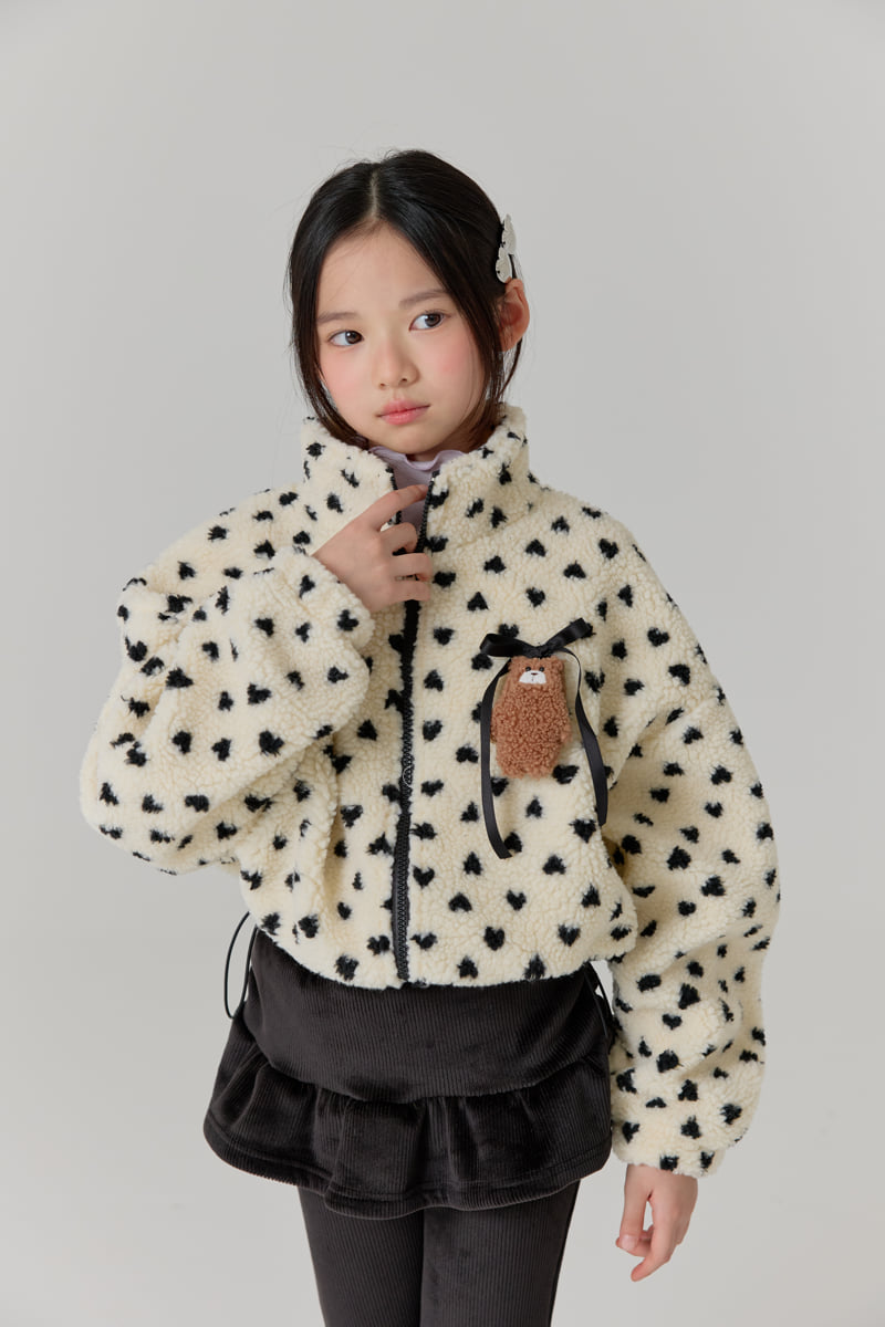Lilas - Korean Children Fashion - #designkidswear - Mini Heart Fleece Jacket - 10