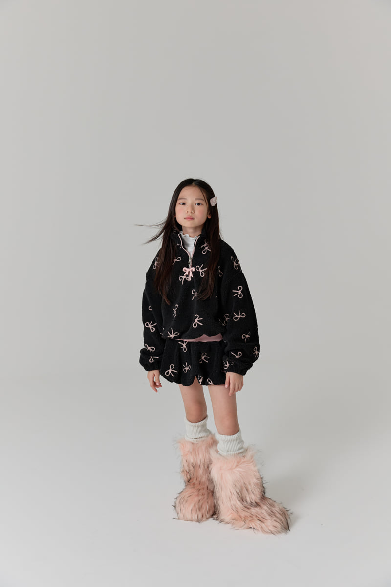 Lilas - Korean Children Fashion - #kidsshorts - Ribbon Half Zip-Up - 8